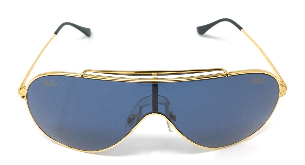 Ray-Ban WINGS Mens Polished Gold Frame Blue Lens Sunglasses RB3597  