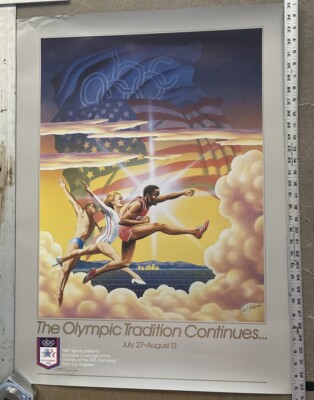 Vintage Original 1984 Los Angeles Olympics ABC Promotional Poster 25.5 X 33'' NOS