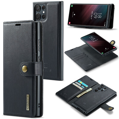 DG.MING Cowhide Leather Detachable Wallet Case for Samsung Galaxy S23 Ultra