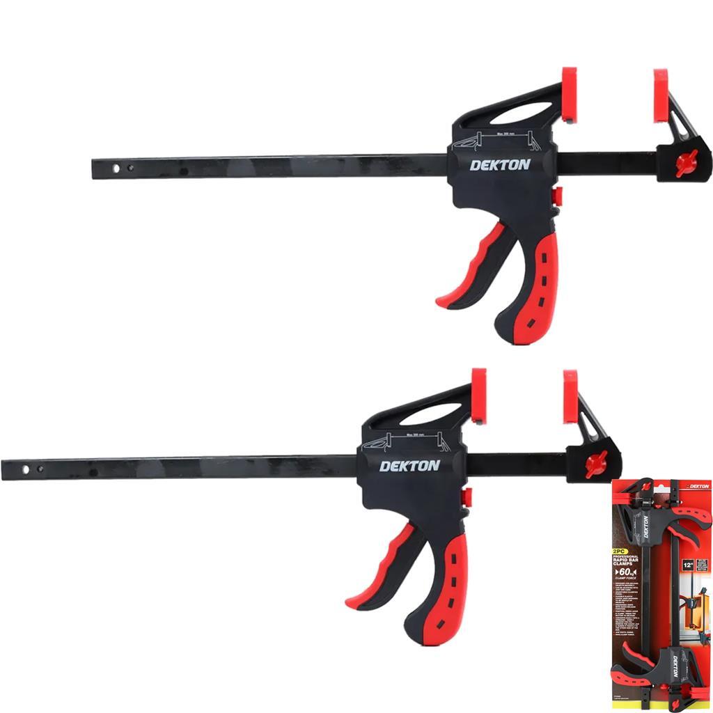 Dekton 2pc Quick Grip Ratchet Vice Bar Large Clamps 150mm Rapid Clamp Set 12""