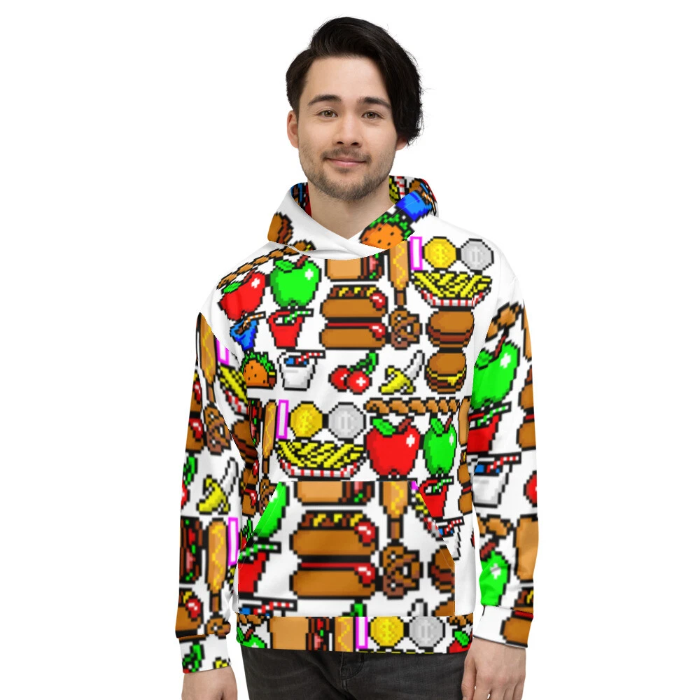 8-Bit Food Print Unisex Hoodie