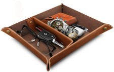 NWT - LONDO Jewelry LEATHER TRAY ORGANIZER / Coin VALET TRAY - 20 x 24 x 5 cm