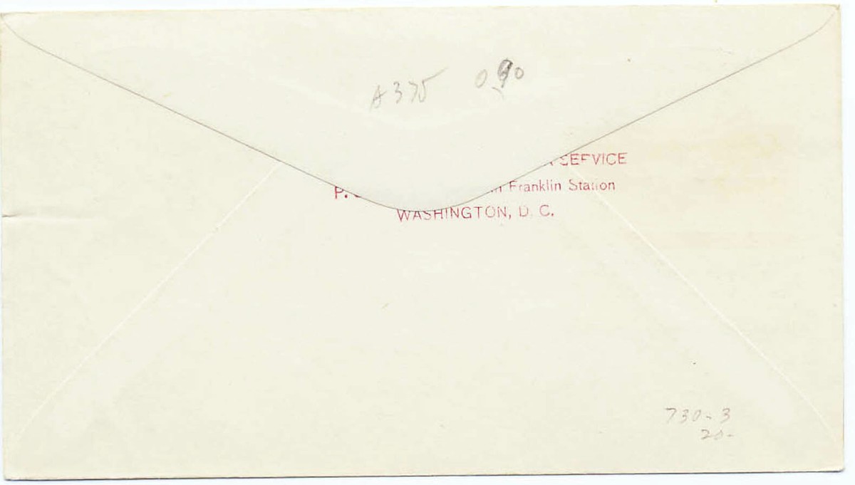 US 1933 First Day Cover Century of Progress #730a Washington