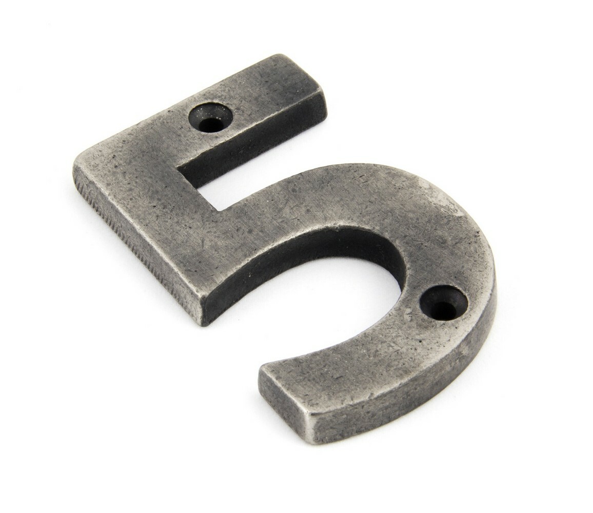 From The Anvil 83735 Antique Pewter Numeral 5