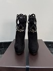 ALAIA CHAMOIS GLAMOUR BLACK SUEDE STUDDED CUTOUT HIGH HEEL BOOTS SZ 38.5 — photo 6