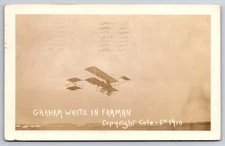Graham White in Farman Biplane Asbury Park Aviation Meet New Jersey 1910 RPPC