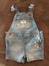 OshKosh B Gosh Overalls Shorts Vest Bak Blue Denim 18 Months Girls Toddler
