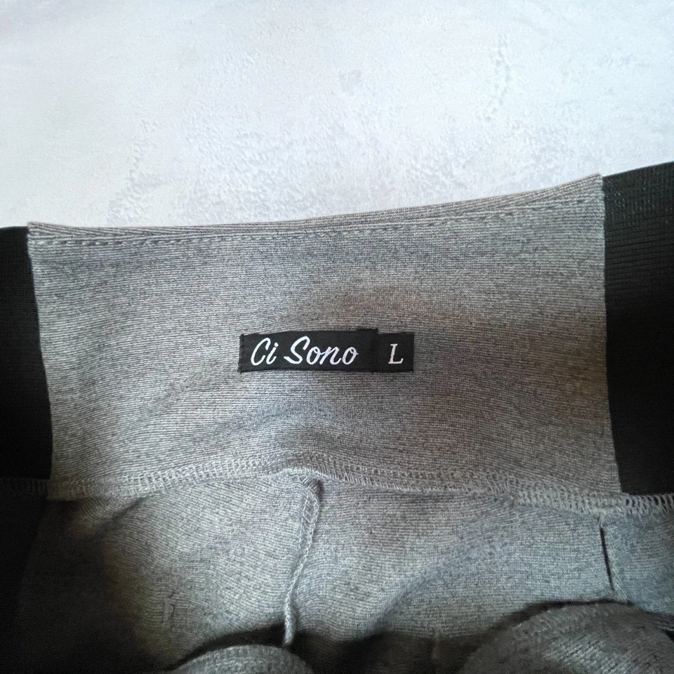 Ci Sono Women's Gray Straight Stretchable Leggings Large Mid-Rise Elastic Waist - Image 2 of 4