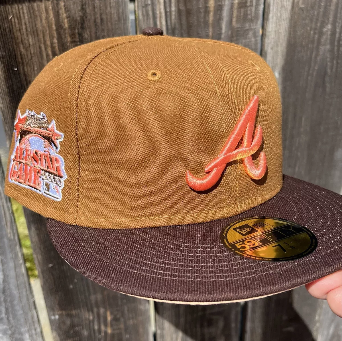 braves fitted hat brown