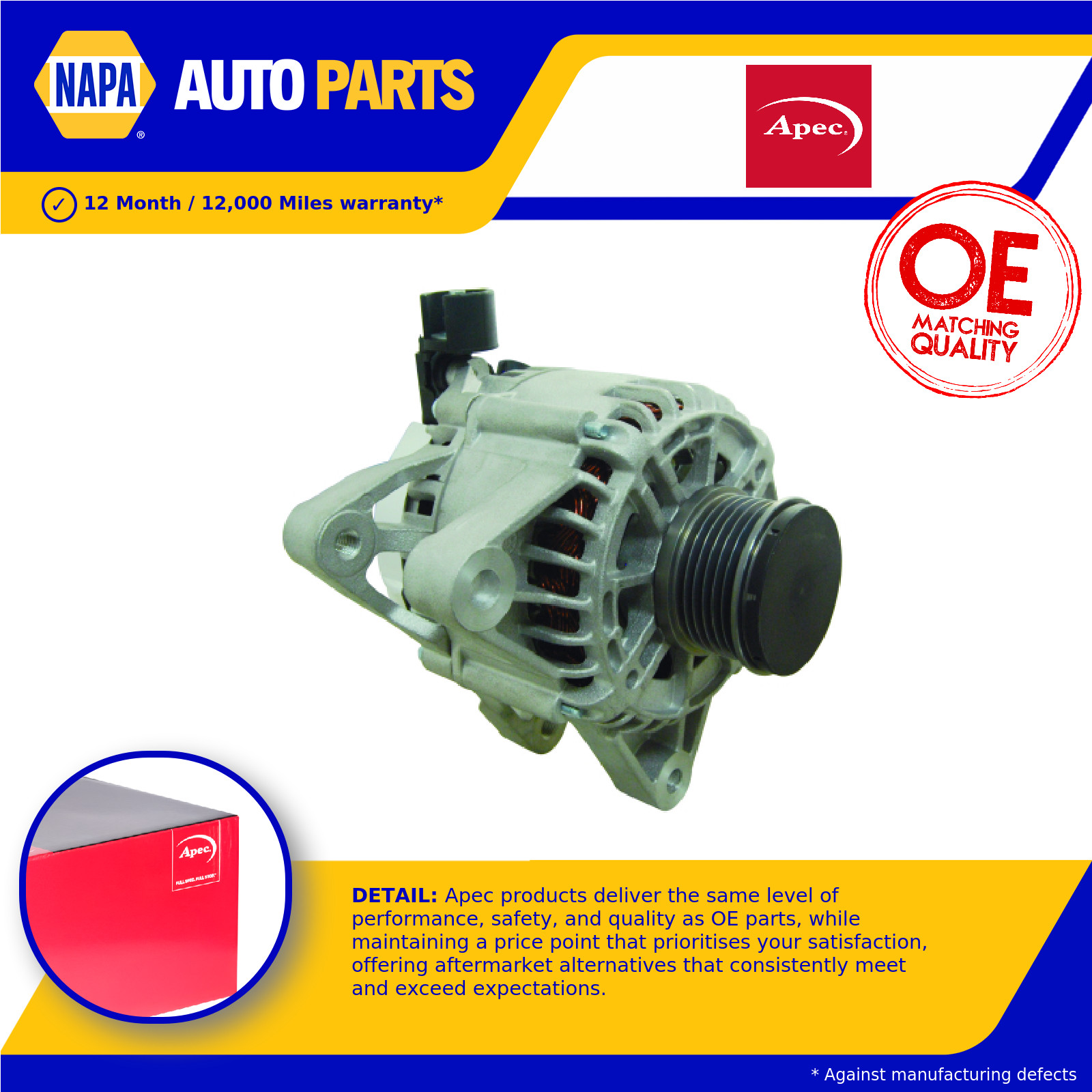 Alternator AAL1424 Apec 1140135 1303447 1464756 1477856 1763590 Quality New