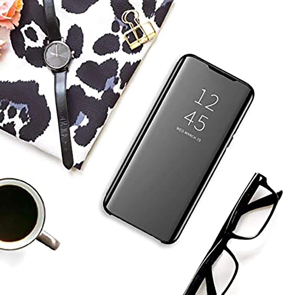 Coque LEYAN pour Samsung Galaxy S21 5G, Étui Miroir Flip Argent - Photo 2/4