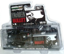 1968 Dodge Charger, 2016 Ram & enclosed Trailer Greenlight Bullitt McQueen 1:64