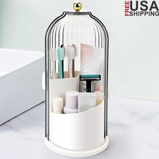 Toothbrush Holder W/ Sliding Lid Rotating 3 Slot Bathroom Organizer Caddy New