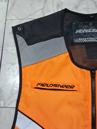 Fieldsheer Men's Motorcycle Vest Orange Hi-Visibility Reflective Zip SM-L image 7