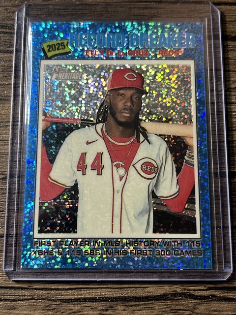 Elly De La Cruz 2026 Topps Heritage Blue Speckle Refractor #233 Reds