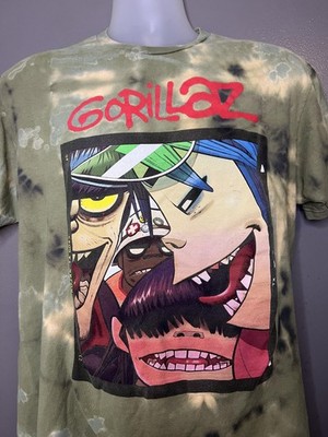 Gorillaz Tultex Shirt Mens Large Green Tie Dye Band Graphic Tee Cartoon Music