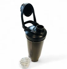 24oz Black Shaker Bottle With Stainless Ball, Protein Shakes Workout, BPA Free