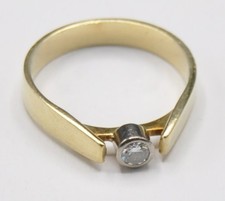 Solitär Diamant Brillant 0.14 Ct Bi Color Ring 585 Gold modern