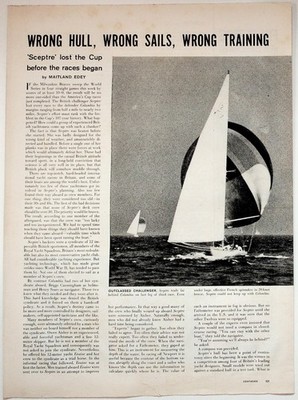 Original 1960s America's Cup Yacht Racing Article Sceptre vs Columbia