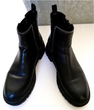 Marc Fisher Black Leather Moto Slip-on Ankle Boots-8M