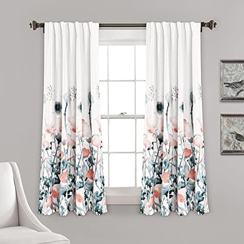 Lush Decor Tenda Doccia Covina In Poliestere – Colore Viola Con Ricamo Floreale E Nastri, 182x182 Cm