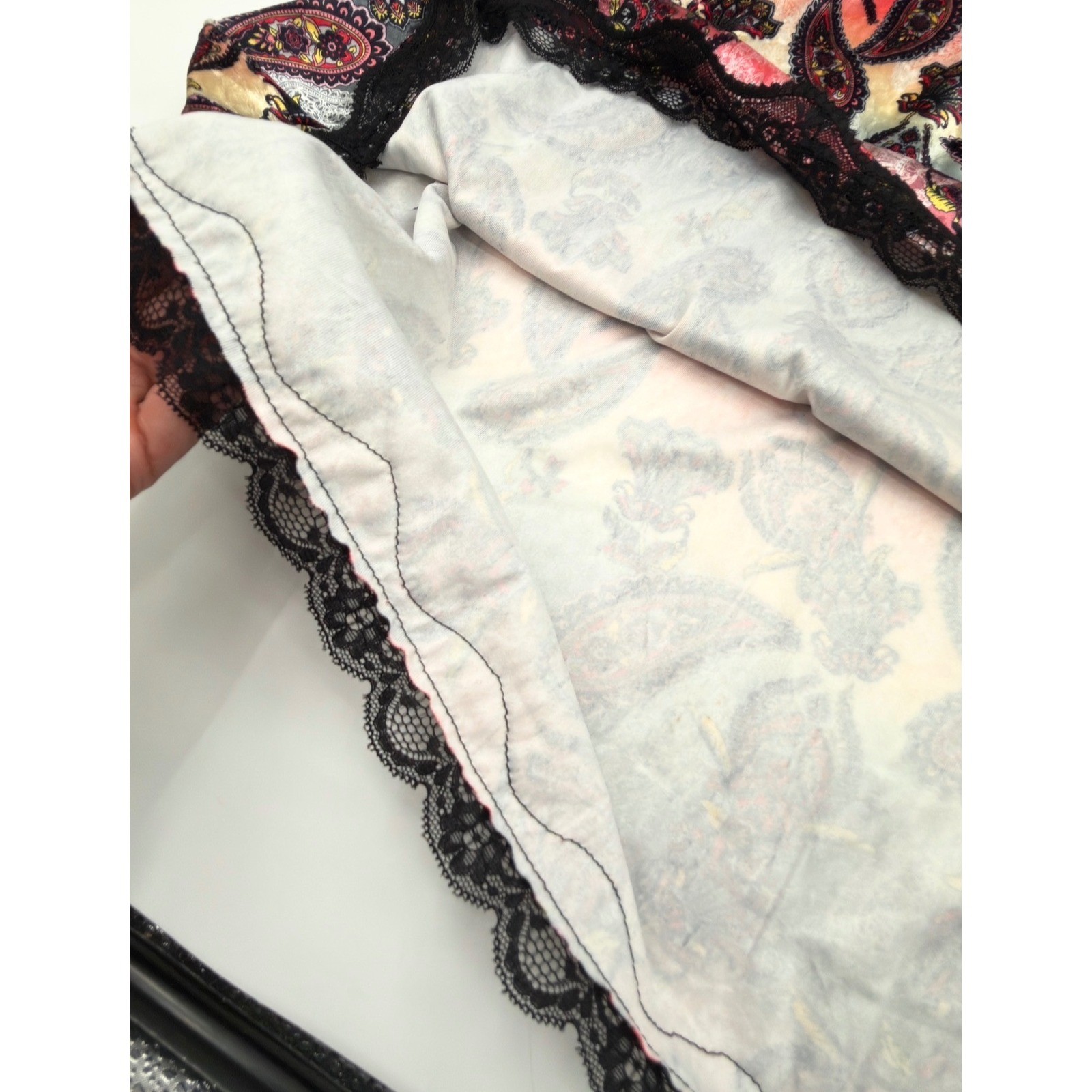 A Rare Bird Handmade Paisley Velour Tank Top L/XL Boho Lace Trim NWT Romantic image 10