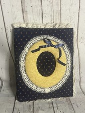 VTG Handmade Fabric Lace Padded Floral Photo Album Book Bow Blue 1980's Cottage