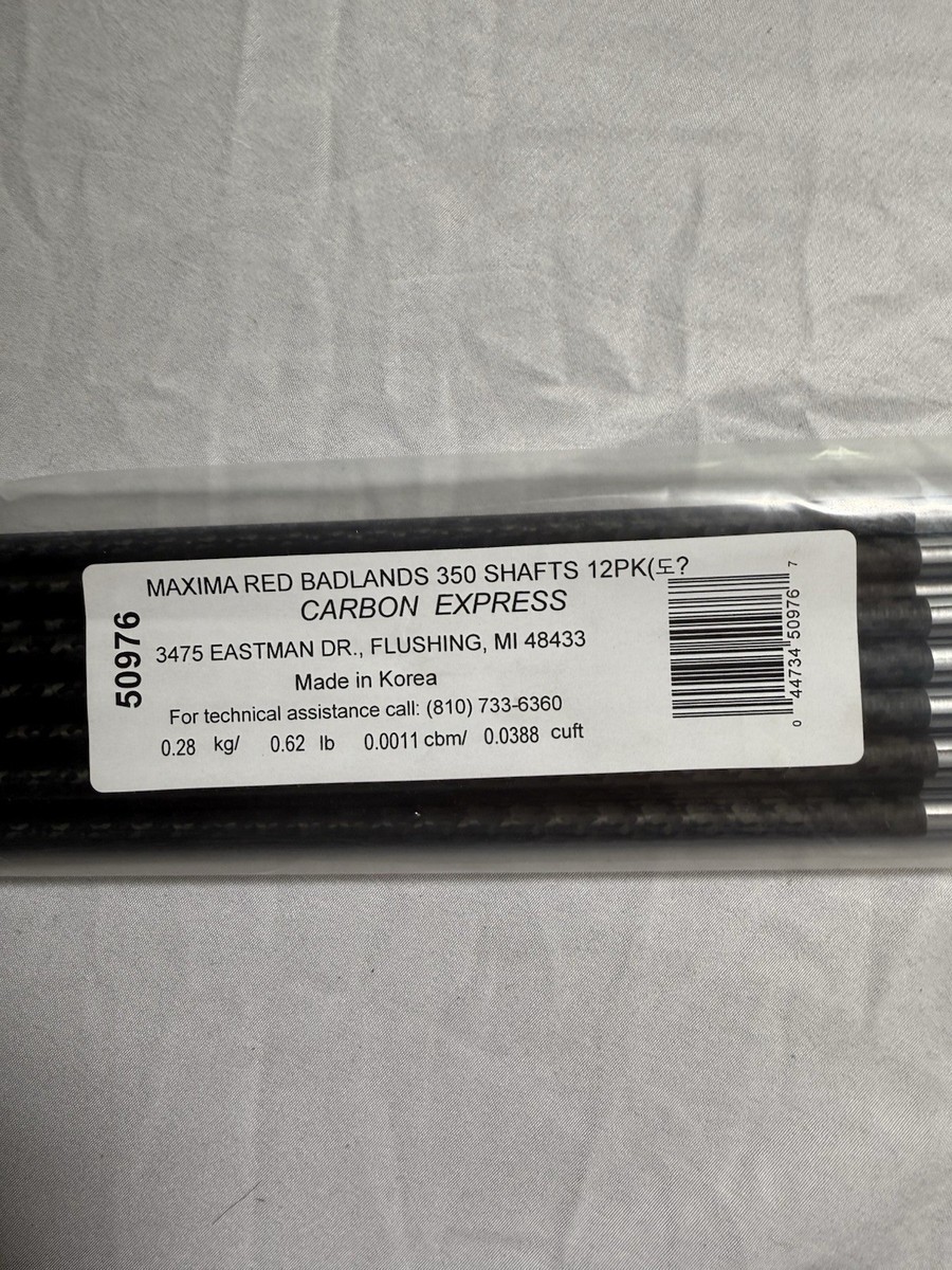 Carbon Express Maxima RED Badlands 350 Spine Shafts – 12 Pack (New