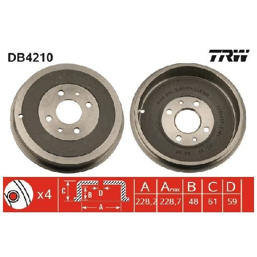 2X Bremstrommel Hinten FüR Fiat Tipo 160 1.4 1.6 1.8 1.9 87 Bis 95 TRW Neu Teil-image