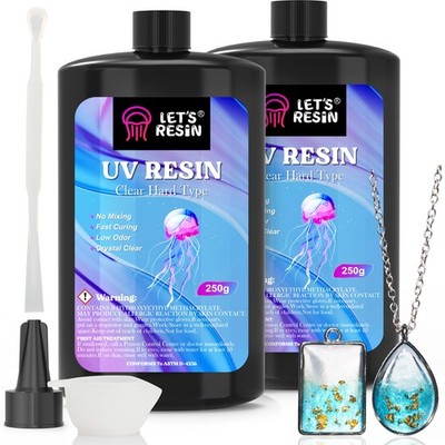 LET'S RESIN UV Resin, Upgraded 500g Crystal Clear Resin Hard, 500G, white 