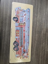 2002 Hook And Ladder Fire Truck By Shure | 24 pc | Wooden Pull-Out Puzzle Kids