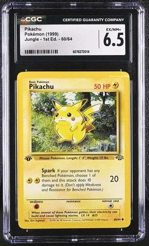 CGC 6.5 Pikachu 60/64 1999 Jungle 1st Edition Pokemon Card