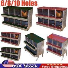 6/8/10 Holes Chicken Nesting Box Hen Coop Roll Away Nesting Box for Laying Egg