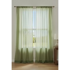 2 Pcs Sage Green Sheer Voile Window Curtain Panels Rod Pocket 86 x 42