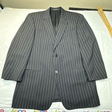 HUGO BOSS Sports Coat Blazer Mens Pinstripes Black 42S 100% Wool USA Made