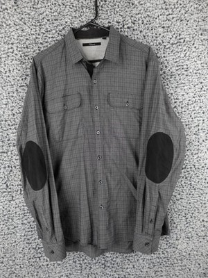 7 Diamonds Brand Mens XL Button Down Shirt Gray Business Casual Work Velvet