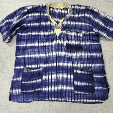 Vintage African Dashiki Tunic Mens M Blue Tribal Gambia M'Bowe's Pullover Shirt