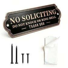 Premium Brass No Soliciting Sign for House, Do Not Knock or Ring Bell Sign for
