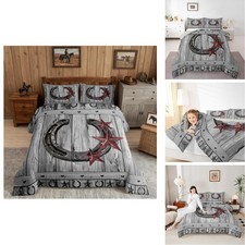 Castle Fairy Grey Rustic Barn Comforter Set Western Cowboy Horseshoe Bedding