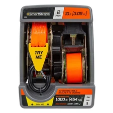 SmartStraps, 10ft. 3000lb Retractable Ratchet TieDown-Gated Hook 2Pk Orange,