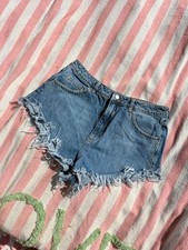 Topshop kiri stud high waist blue vintage style micro shorts festival 14 [COPY]