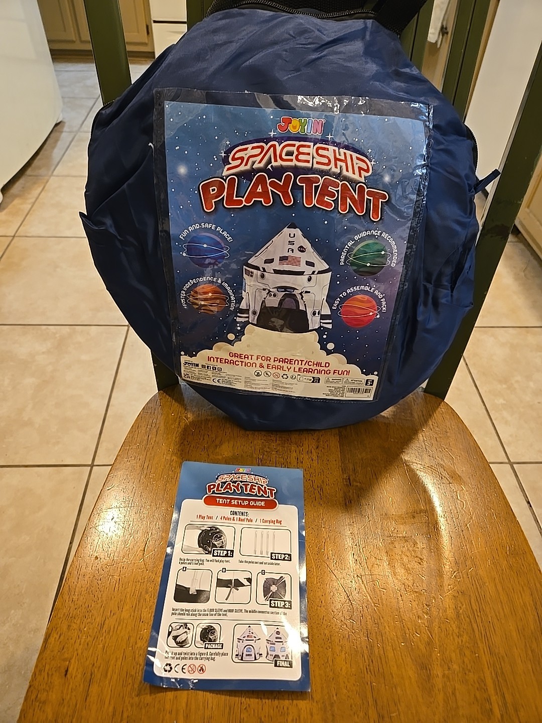 Rocket Ship Play Tent Pop up Play Tent Kids Indoor Outdoor Spaceship Playhouse