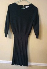 Eliza J Sweater Dress XS Womens Ribbed HUNTER GREEN 3/4 Sleeve Fit Flare