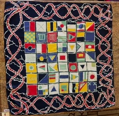 NWT Vintage Rodier Silk Scarf Made in Korea, Hand Rolled Edges 34'' x 34''