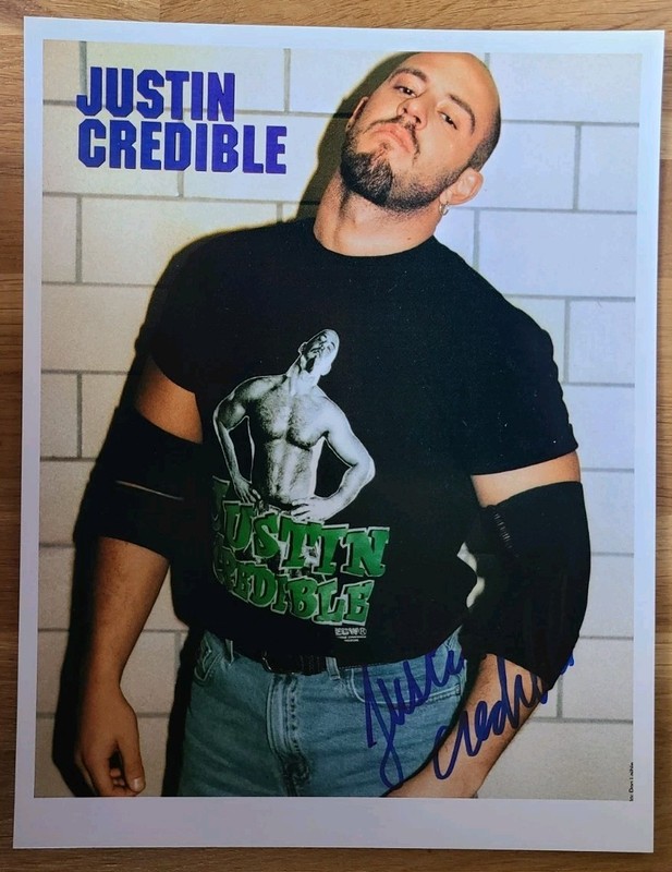 JUSTIN CREDIBLE signed 8 X 10 photo ECW WWE WWF WCW  pro wrestling autograph 