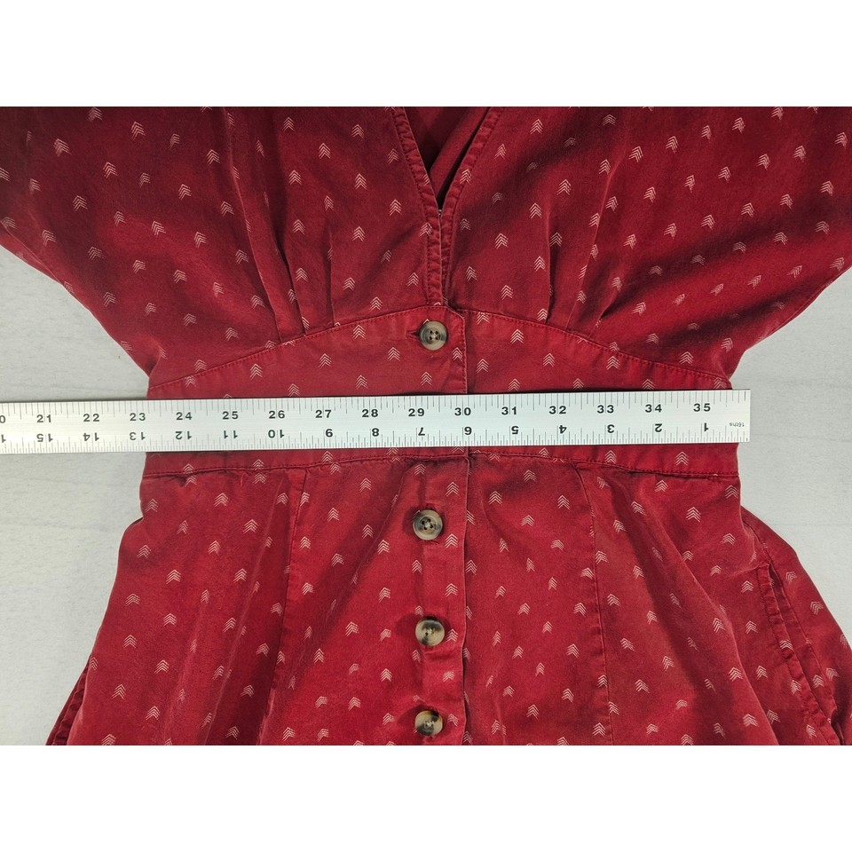 Marine Layer Red Arrow Print Button Front V Neck Short Sleeve Lyocell ...