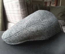 RJR John Rocha Heritage Harris Tweed flat cap, grey/black Large/Extra Large