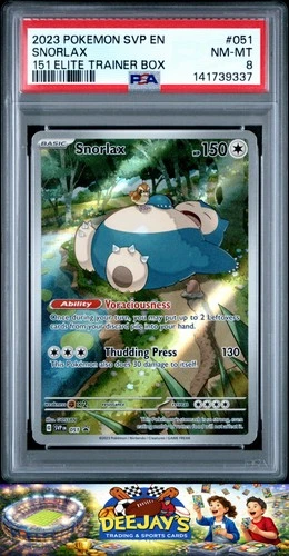 2023 Pokemon Svp En-Sv Black Star Promo #051 Snorlax 151 Elite Trainer Box PSA 8