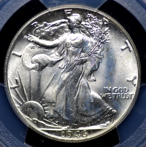 1946 WALKING LIBERTY HALF DOLLAR PCGS MS 64 FLASHY WHITE SILVER, WELL STRUCK
