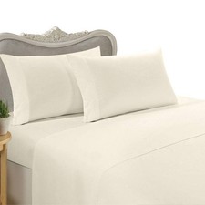 Luxury 300 Thread Count Percale Egyptian Cotton Sheet Set, Cal King, Ivory Solid